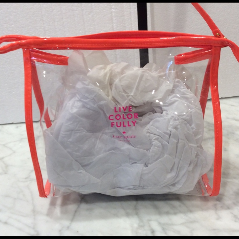 COPY - Kate Spade ♠️ NY make up bag clear / orange trim